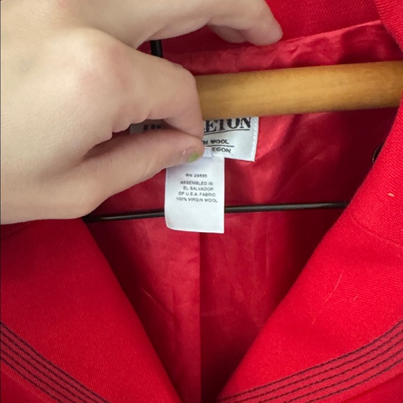 Pendleton Red 100% Wool Blazer Jacket 16 Button Up Navy Lined Embroidered - Picture 4 of 7